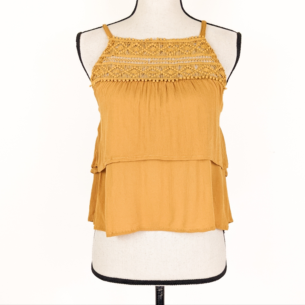 Last Nwt Tulle And Batiste Chloe Halter Top, Saffron Gold, Size Xl